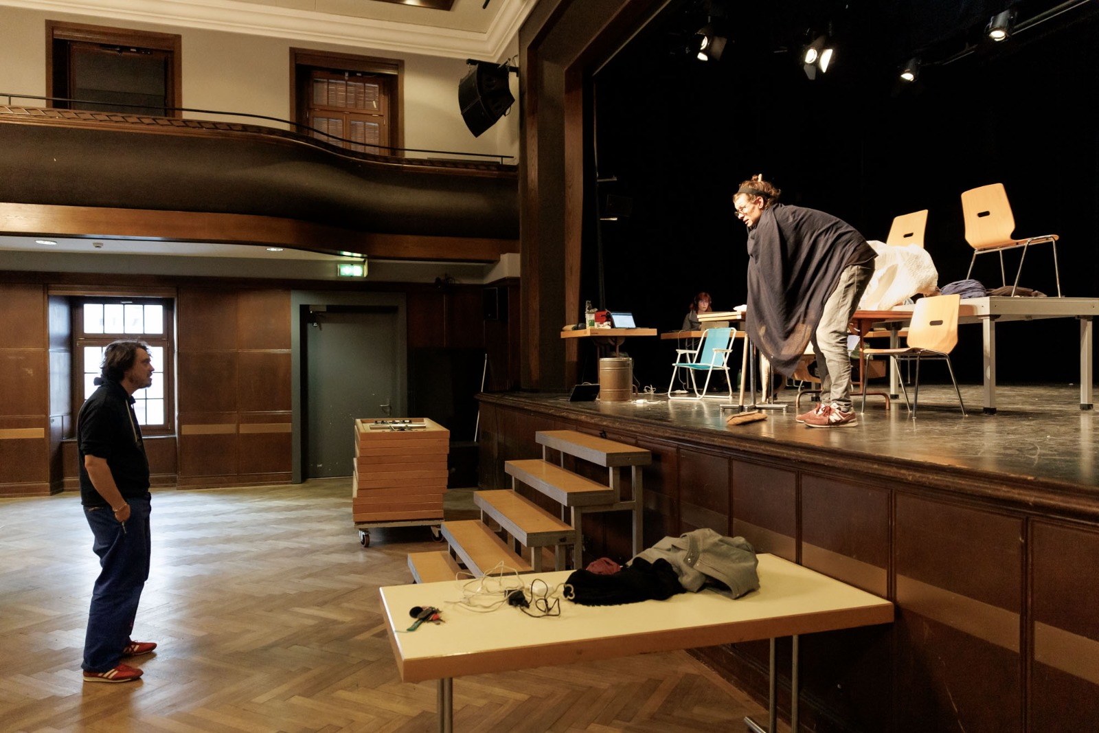 Premiers essais du spectacle sur un plateau de théâtre